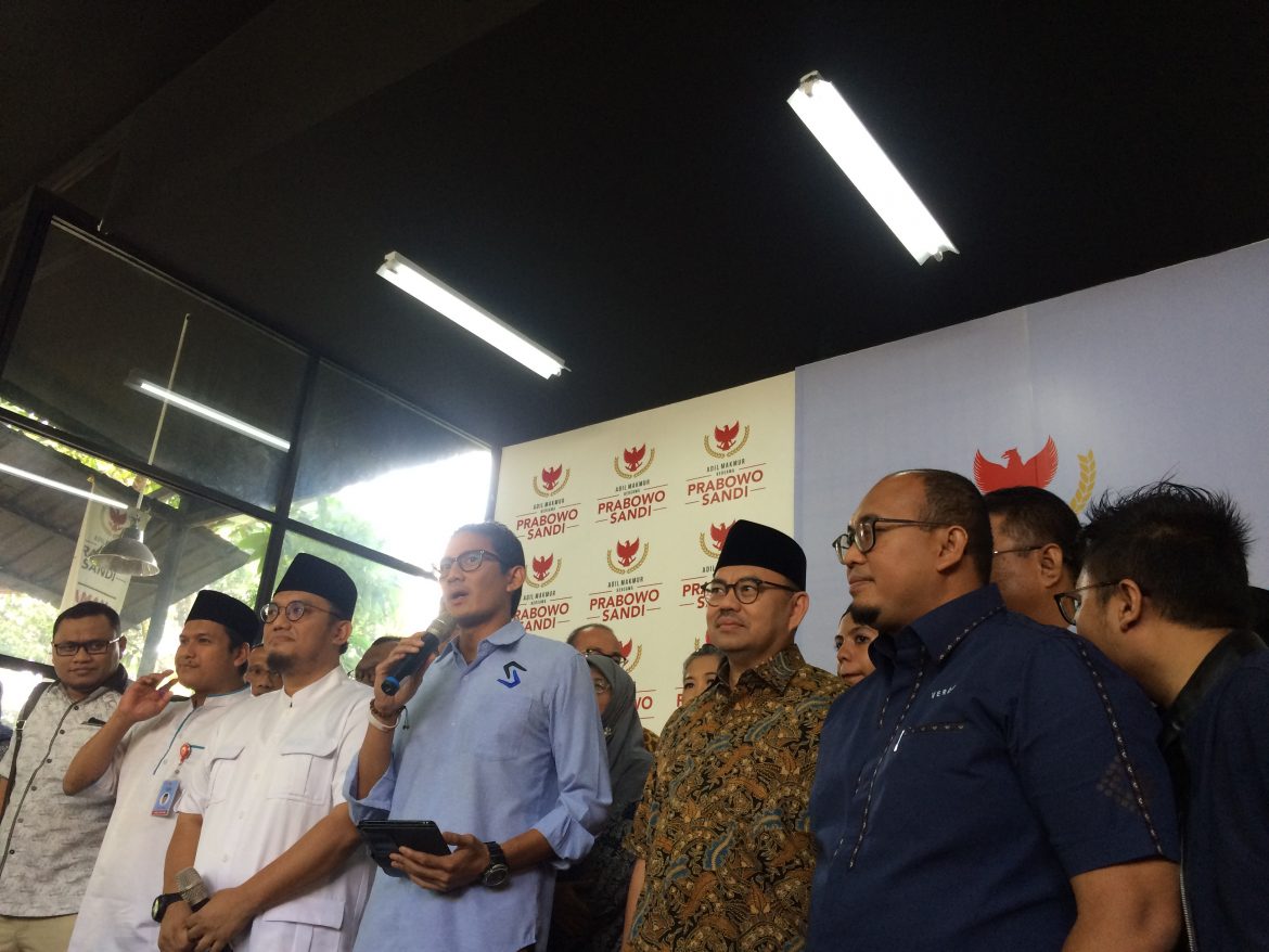 Sandiaga Minta Pendukungnya Kawal Proses Penghitungan Suara