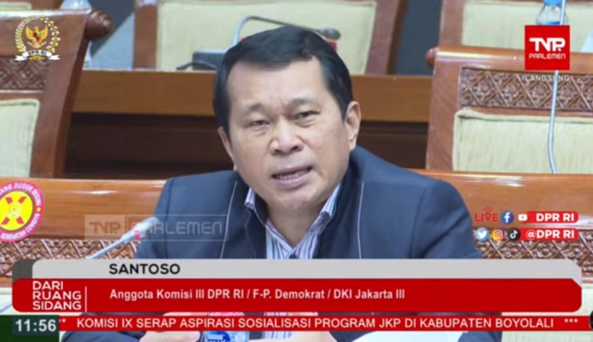 Anggota Komisi III DPR Fraksi Demokrat Santoso