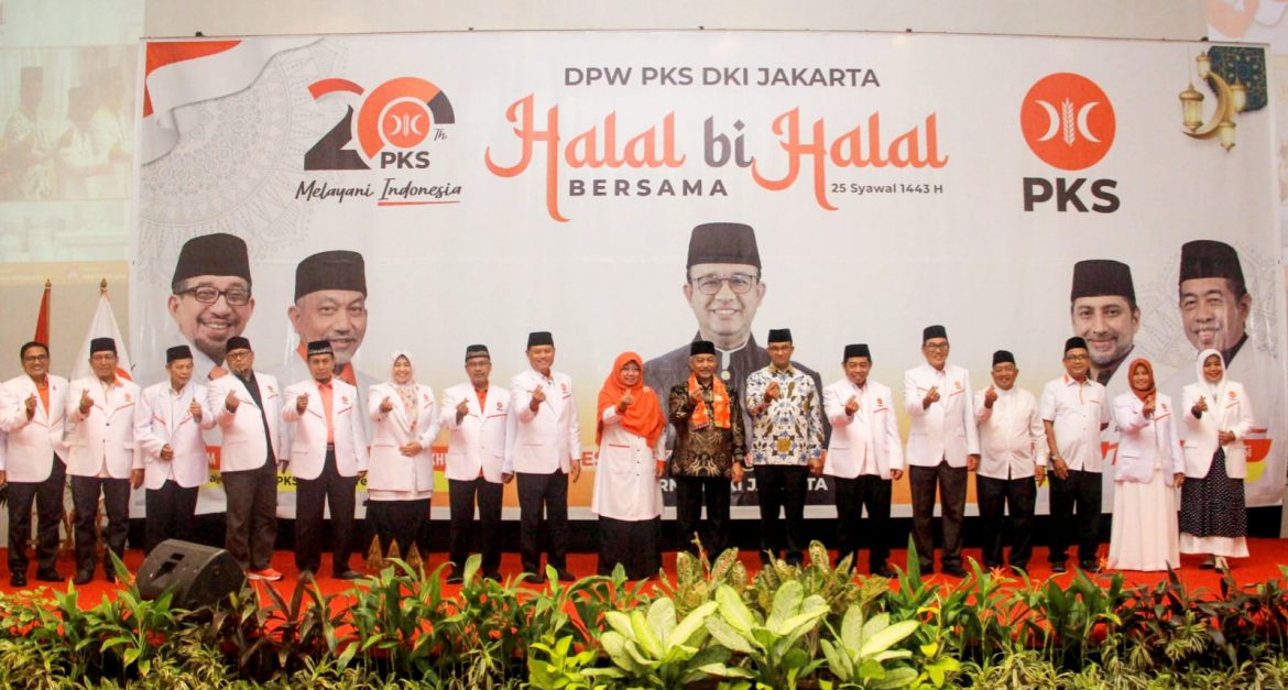 Acara halal bihalal DPW PKS DKI Jakarta di Candi Bentar Hall, Putri Duyung Resort, Ancol, Jakarta Utara, Kamis (26/5/2022).