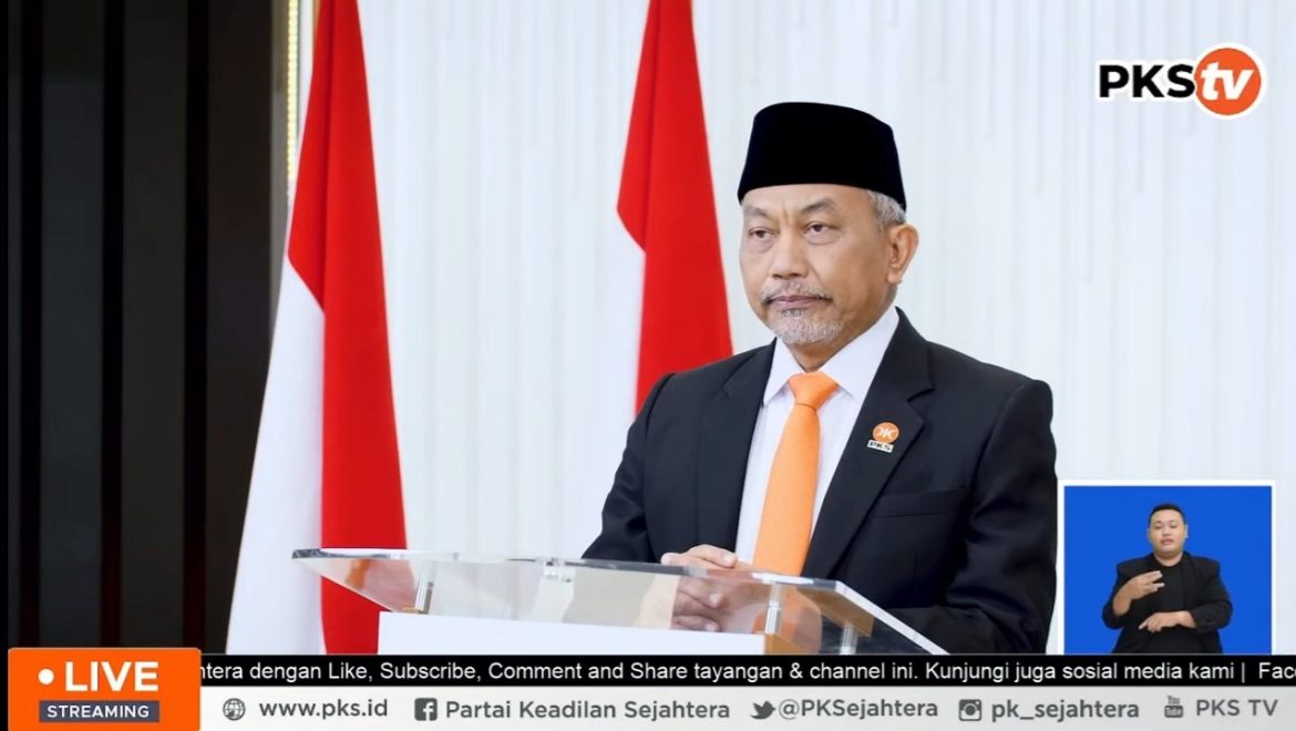 Presiden PKS Ahmad Syaikhu dalam Pidato Akhir Tahun 2022 yang disiarkan di akun YouTube PKSTV, Jumat (30/12/2022).