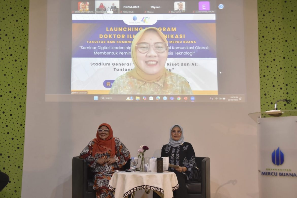 Prof. Dr. Mite Setiansah, SIP, M.Si., (kiri) Ketua Program Studi Doktor Ilmu Komunikasi UMB; Prof. Dr. Nur Kholisoh, M. Si (kanan) dalam seminar “Digital Leadership dalam Tranformasi Komunikasi Global; Membentuk Pemimpin Inovatif Berbasis Teknologi yang diadakan dalam rangka peluncuran Program Studi Doktor Ilmu Komunikasi Universitas Mercu Buana, pada Sabtu (22/02) di Gedung Doktoral, Universitas Mercu Buana. Prof. Dr. Mite Setiansah, SIP, M.Si., (kiri) Ketua Program Studi Doktor Ilmu Komunikasi UMB; Prof. Dr. Nur Kholisoh, M. Si (kanan) dalam seminar "Digital Leadership dalam Tranformasi Komunikasi Global; Membentuk Pemimpin Inovatif Berbasis Teknologi yang diadakan dalam rangka peluncuran Program Studi Doktor Ilmu Komunikasi Universitas Mercu Buana, pada Sabtu (22/02) di Gedung Doktoral, Universitas Mercu Buana.